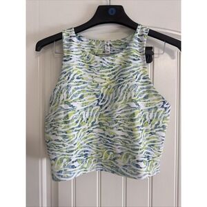 Kinesis Women's Green Printed Scoop Neck Sleeveless Cropped Tops Size XL